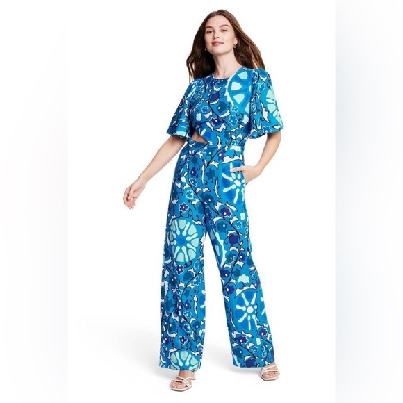 Rhode Linen Jumpsuit Cutout Side Full Length Overalls Bell Sleeve Small x Target - Picture 1 of 16